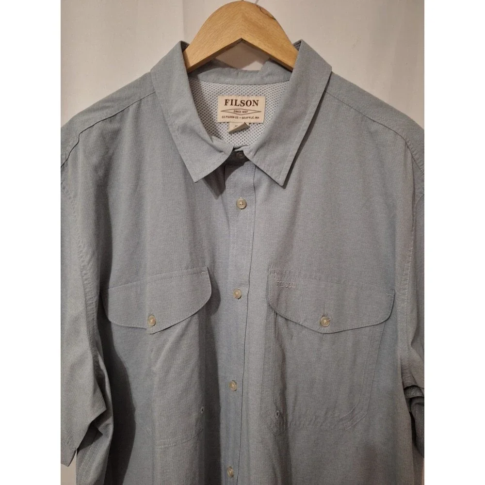 Vintage Filson Mens Twin Lakes Shirt Sz XXL Vented Short Sleeve Button Up Camp